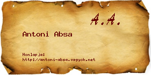Antoni Absa névjegykártya